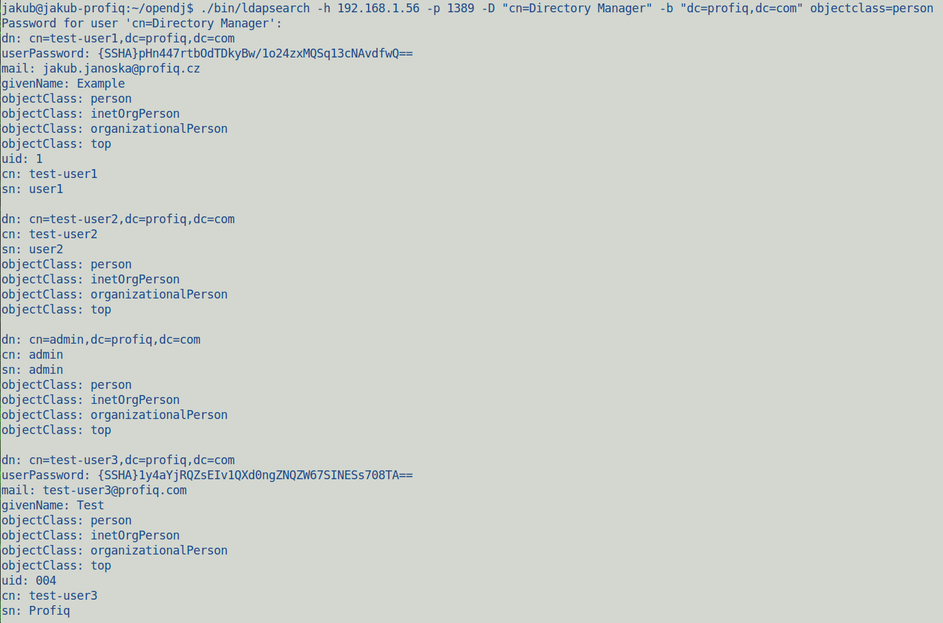 Output from ldapsearch